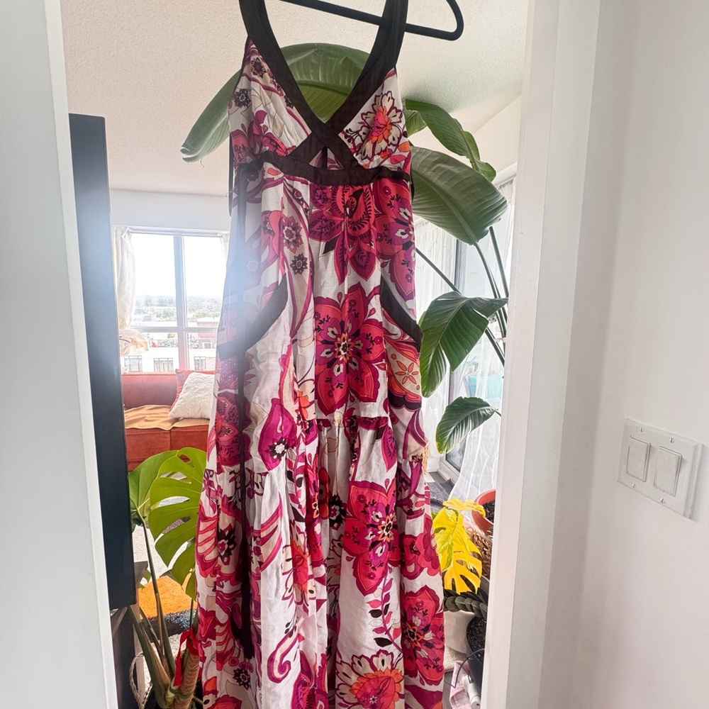 Bebe Pink Halter Sundress Maxi